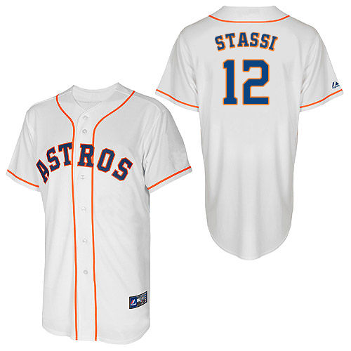 Max Stassi #12 Youth Baseball Jersey-Houston Astros Authentic Home White Cool Base MLB Jersey